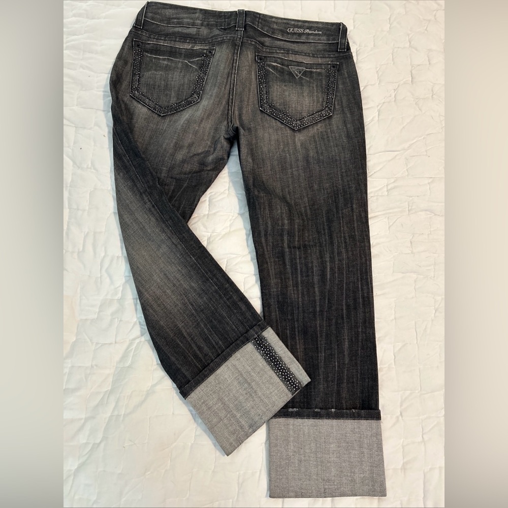 Guess Premium Denim Jeans Crystals Rhinestones Y2K Made USA 31 Vintage